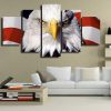 Bald Eagle With American Flag - Animal 5 Panel Canvas Art Wall Decor