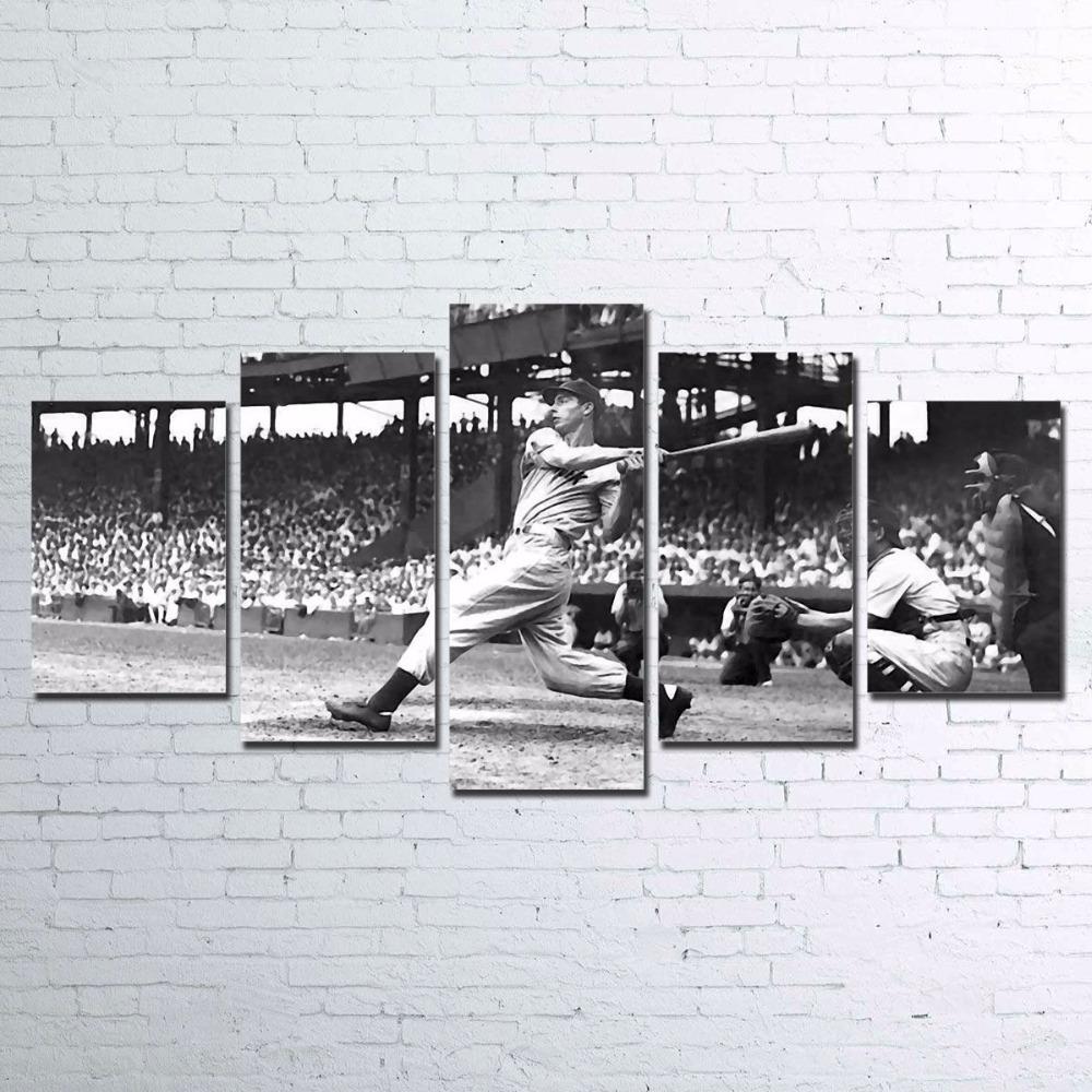 Baseball Player Vintage - Sport 5 Panel Canvas Art Wall Decor