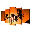 Bmx Bicycle Bike Motocross Jumping Sunset - Sport 5 Panel Canvas Art Wall Decor