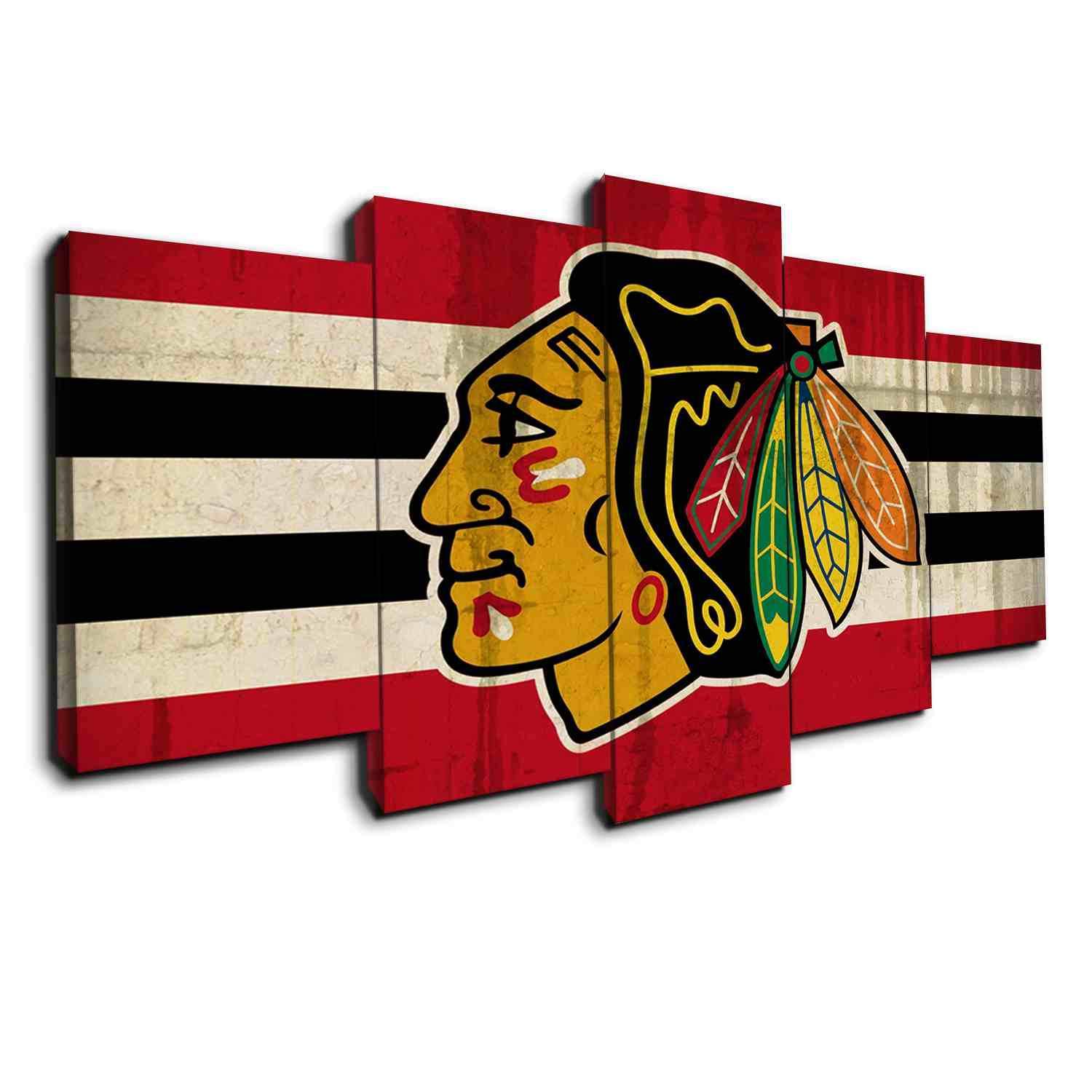 Chicago Blackhawks (Vintage Style) - Sport 5 Panel Canvas Art Wall Decor
