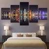 City Building Nightscape - Nature 5 Panel Canvas Art Wall Decor