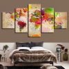 Color World Map Retro Watercolor - World Map 5 Panel Canvas Art Wall Decor