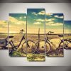 Field retro bike 1 - Nature 5 Panel Canvas Art Wall Decor