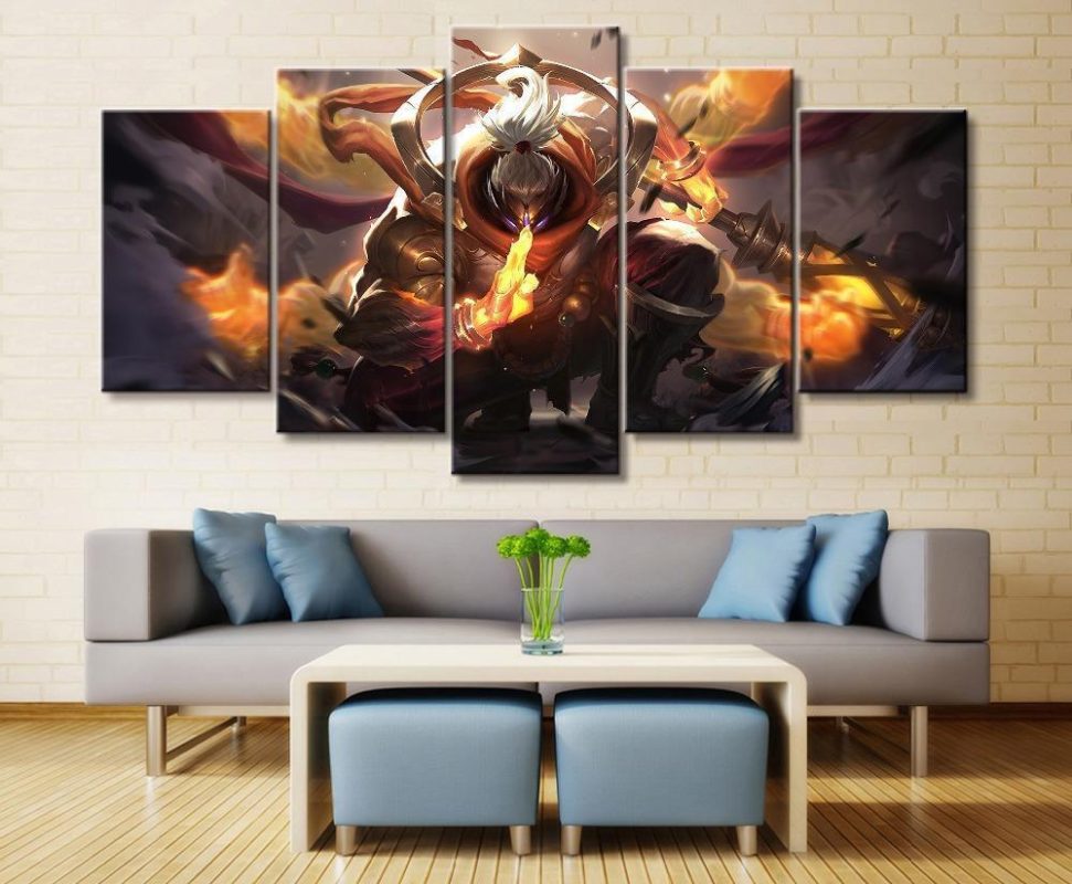 LOL League Of Legends Jax Gaming 5 Panel Canvas Art Wall Decor Hot