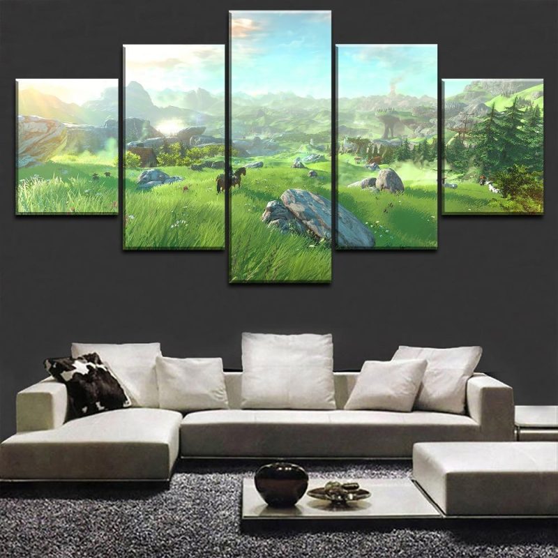 Legend Of Zelda Landscape 2 Gaming 5 Panel Canvas Art Wall Decor