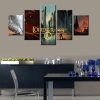 Lord Of The Rings Montage - Movie 5 Panel Canvas Art Wall Decor