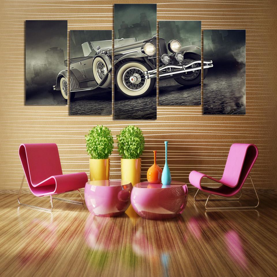 Luxury Vintage Sports Car - Automative 5 Panel Canvas Art Wall Decor
