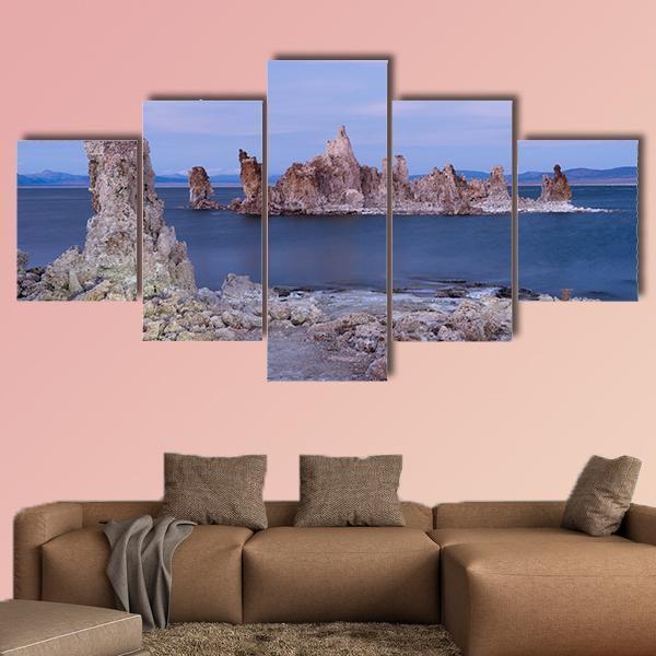 Rock Salt Tufa Formations In Mono Lake California - Nature 5 Panel Canvas Art Wall Decor Rock Salt Tufa Formations In Mono Lake California - Nature 5 Panel Canvas Art Wall Decor