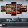 Spices And Eggplant - Kitchen 5 Panel Canvas Art Wall Decor