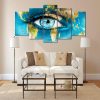 The Face World Map - Abstract 5 Panel Canvas Art Wall Decor