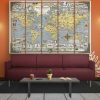 Vintage World Map 04 - World Map 5 Panel Canvas Art Wall Decor