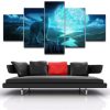 Wolf Moon - Animal 5 Panel Canvas Art Wall Decor