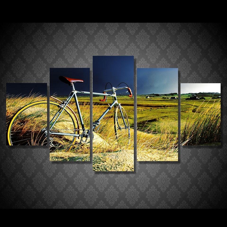 vintage bicycle in the storm - Automative 5 Panel Canvas Art Wall Decor