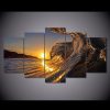 wave in the sunset - Nature 5 Panel Canvas Art Wall Decor