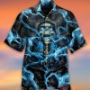 Skull Black Ground Blue Hawaiian Shirt